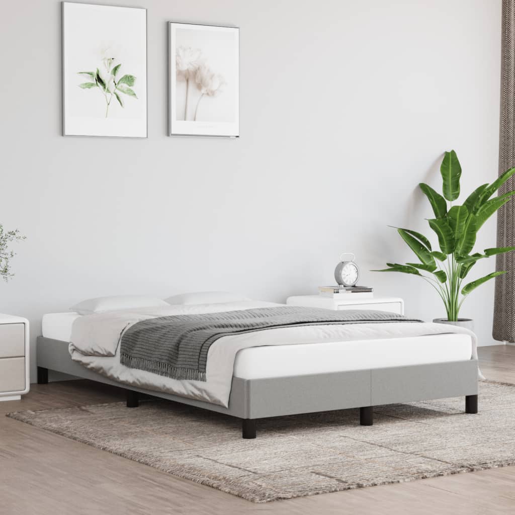 Rám Postele Bez Matrace Světle Šedý Textil Světle Šedá