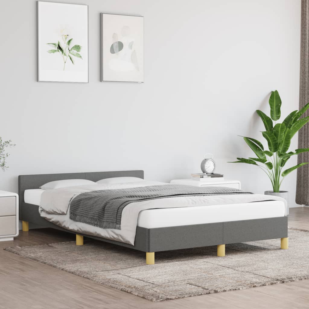 Rám Postele Bez Matrací Tmavě Šedá 120X190 Cm Textil