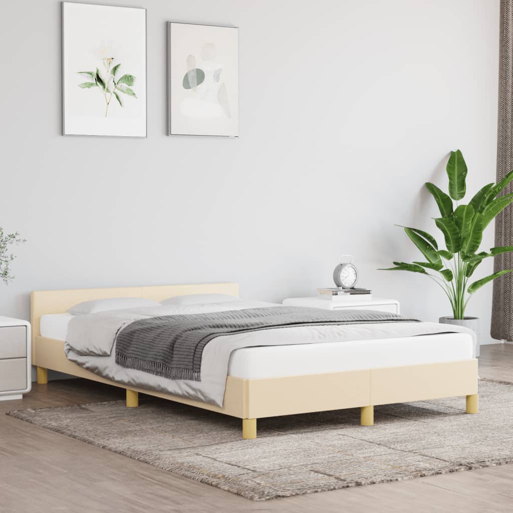 Rám Postele Bez Matrací Krémově 120X190 Cm Textil