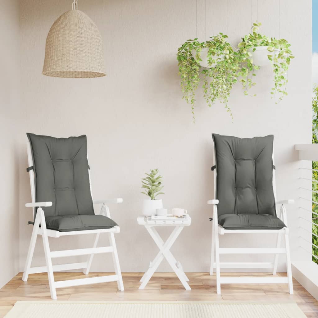 Podušky Na Židli Vysoké Opěradlo 2 Ks Šedá Melanž 120X50X7 Cm