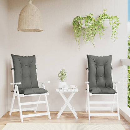 Podušky Na Židli Vysoké Opěradlo 2 Ks Šedá Melanž 120X50X7 Cm