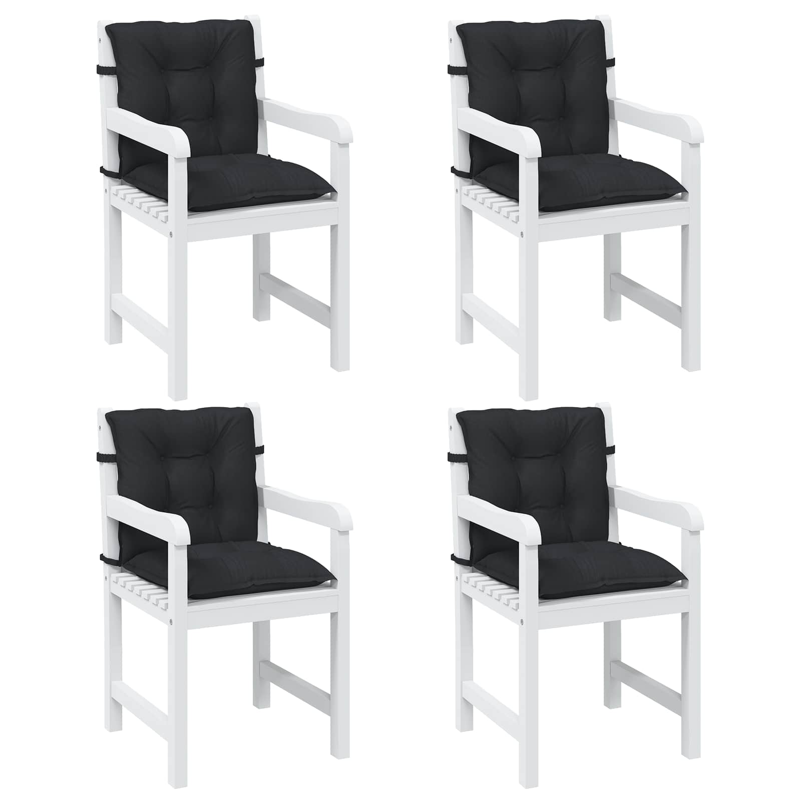 Sada Polštářů Na Nízké Křeslo 4 Pcs Polyester Melange Černá