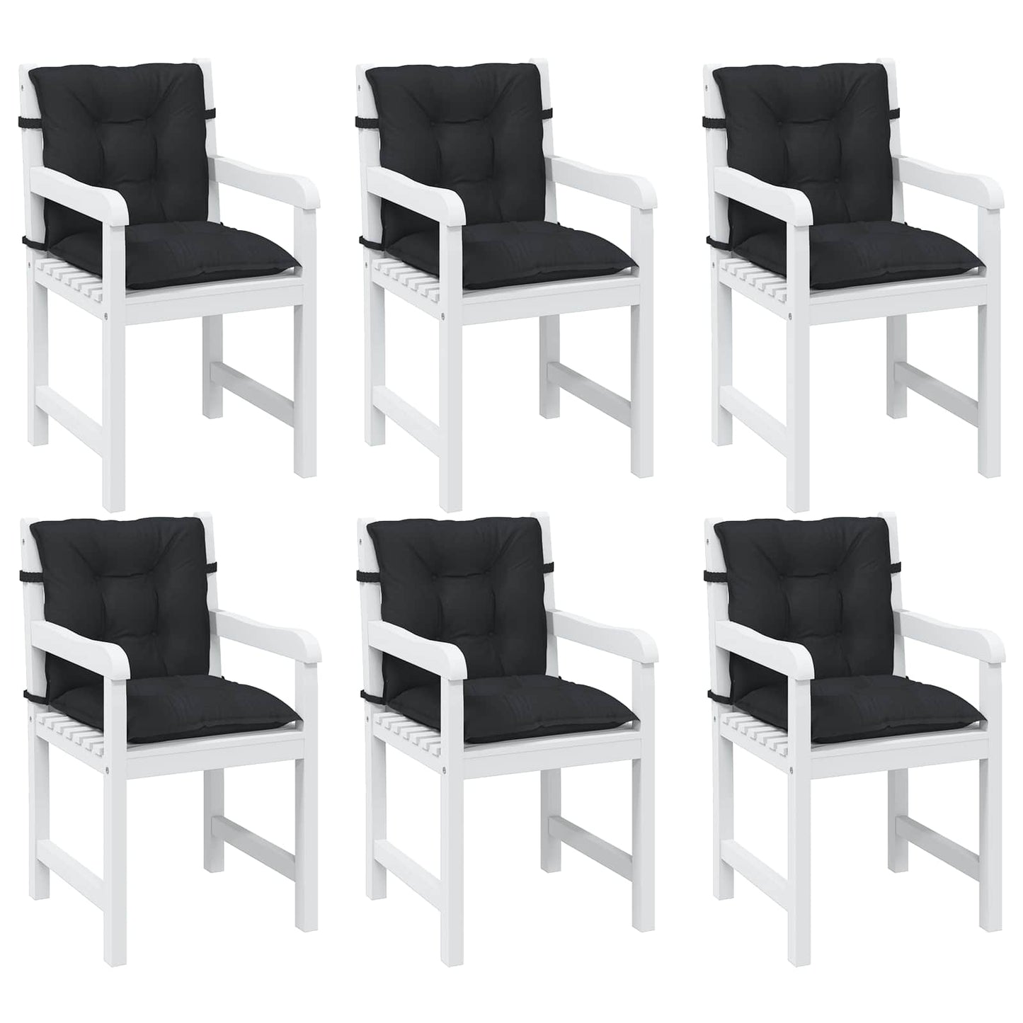 Sada Polštářů Na Nízké Křeslo 6 Pcs Polyester Melange Černá