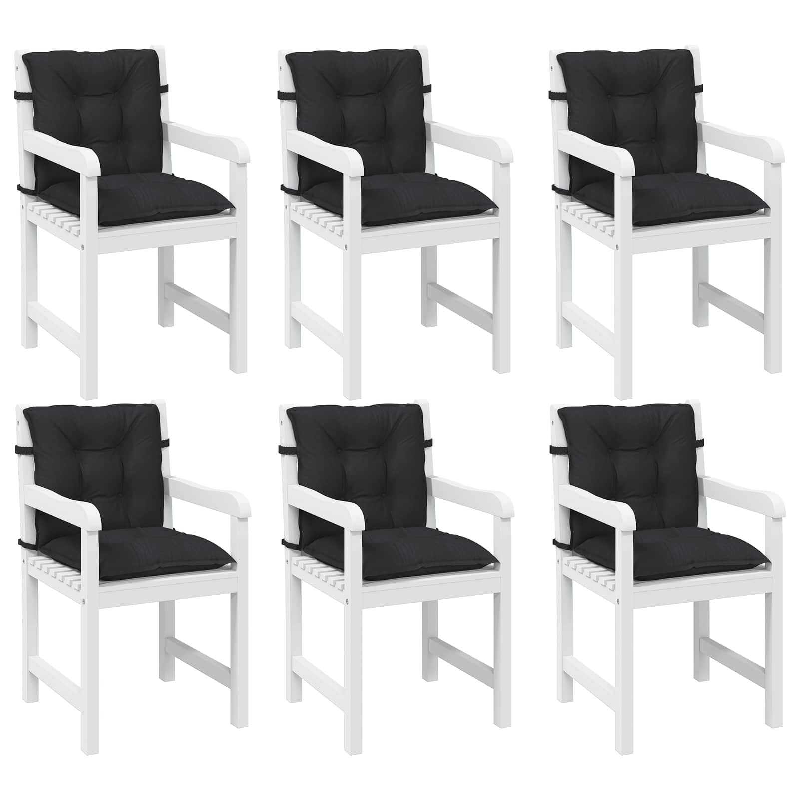 Sada Polštářů Na Nízké Křeslo 6 Pcs Polyester Melange Černá