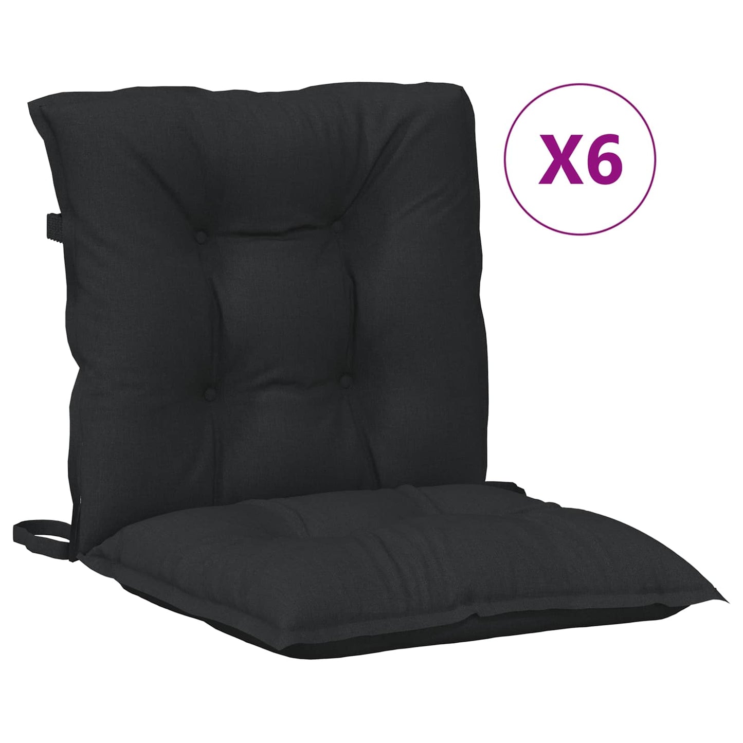 Sada Polštářů Na Nízké Křeslo 6 Pcs Polyester Melange Černá
