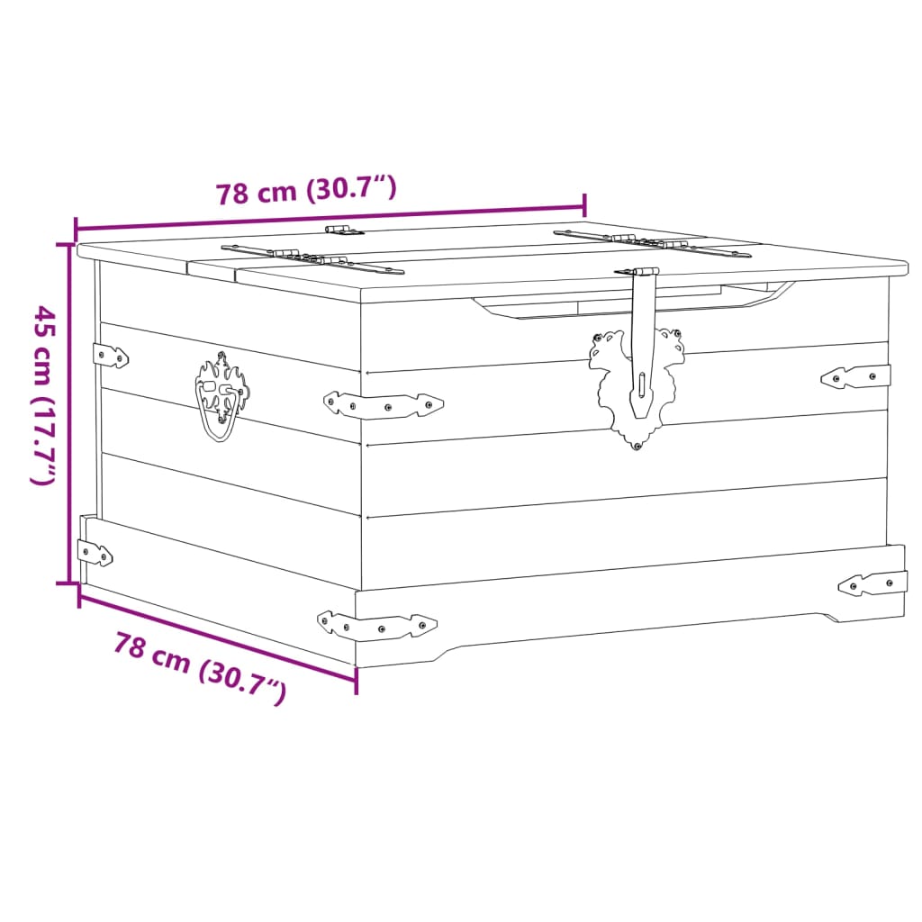 Úložný Box Corona 78 X 78 X 45 Cm Masivní Borové Dřevo