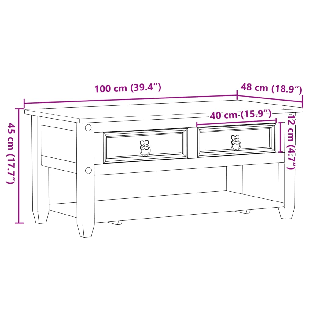 Konferenční Stolek Se Zásuvkami Corona 100X48X45 Cm Borovice