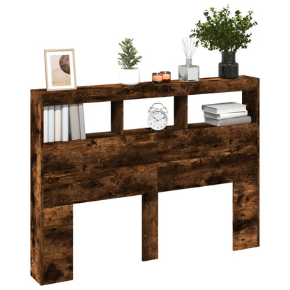 Čelo Postele S Úložným Prostorem A Led Kouřový Dub 140X17X102Cm