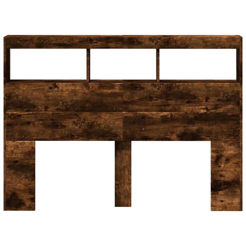 Čelo Postele S Úložným Prostorem A Led Kouřový Dub 140X17X102Cm