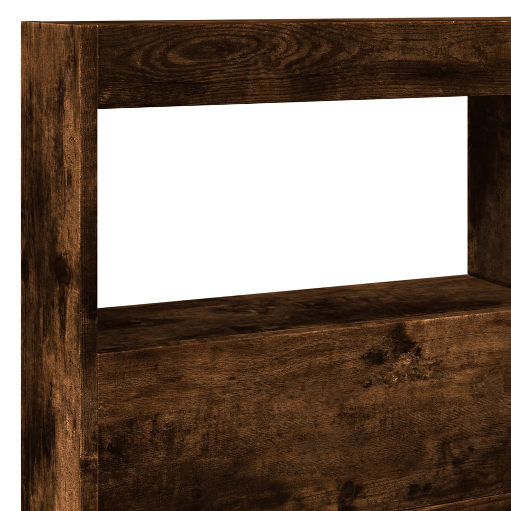 Čelo Postele S Úložným Prostorem A Led Kouřový Dub 140X17X102Cm