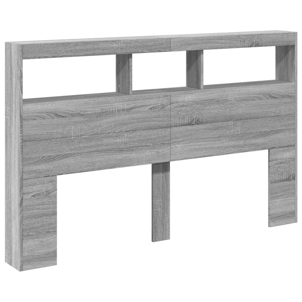 Čelo Postele S Úložným Prostorem A Led Šedé Sonoma 160X17X102Cm