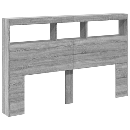 Čelo Postele S Úložným Prostorem A Led Šedé Sonoma 160X17X102Cm