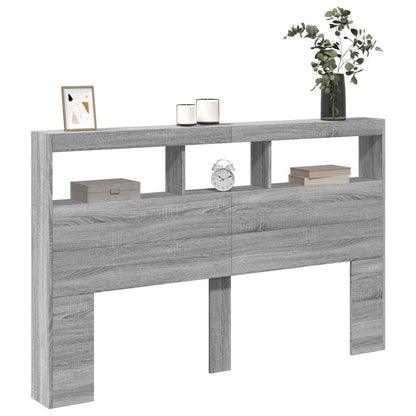 Čelo Postele S Úložným Prostorem A Led Šedé Sonoma 160X17X102Cm
