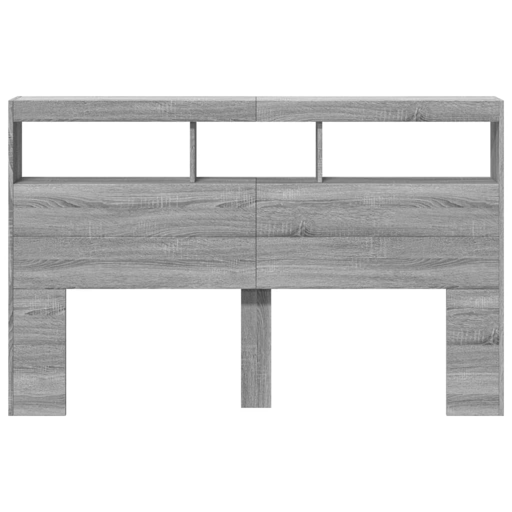 Čelo Postele S Úložným Prostorem A Led Šedé Sonoma 160X17X102Cm