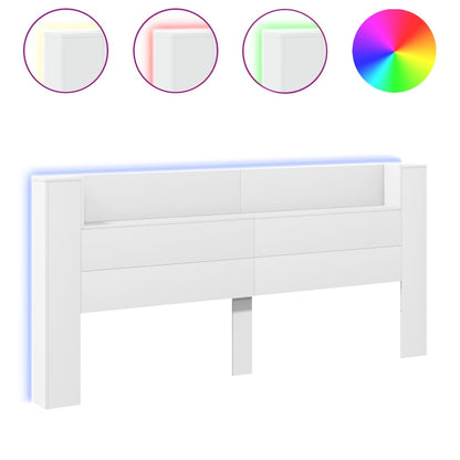 Čelo Postele S Úložným Prostorem A Led Bílé 220X16,5X103,5 Cm