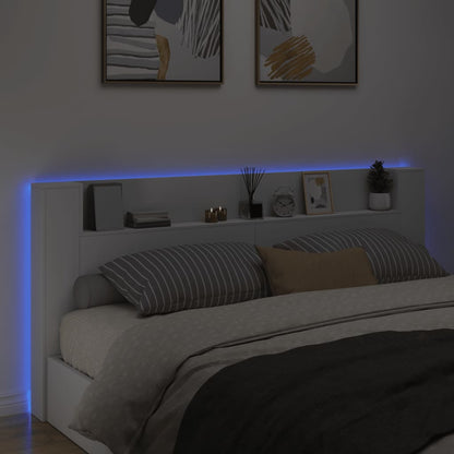 Čelo Postele S Úložným Prostorem A Led Bílé 220X16,5X103,5 Cm