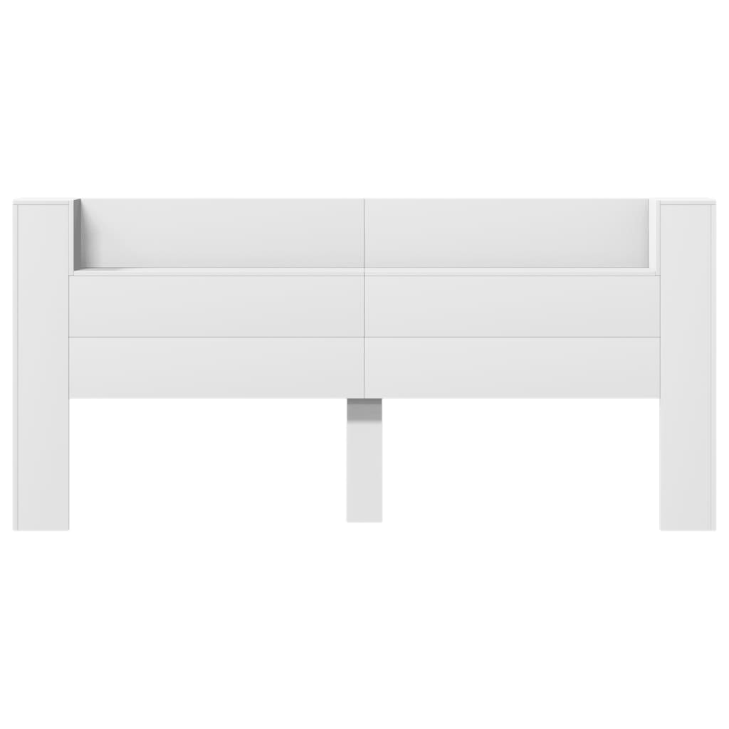 Čelo Postele S Úložným Prostorem A Led Bílé 220X16,5X103,5 Cm