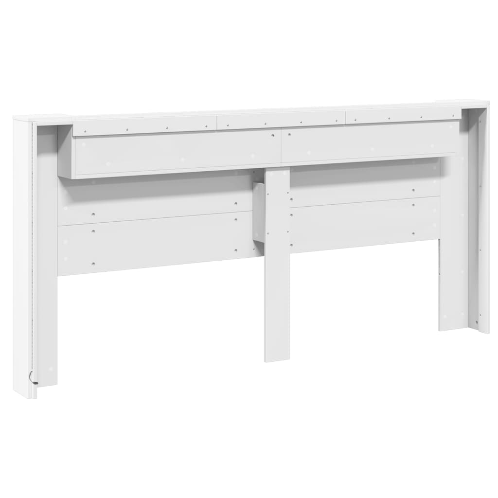 Čelo Postele S Úložným Prostorem A Led Bílé 220X16,5X103,5 Cm