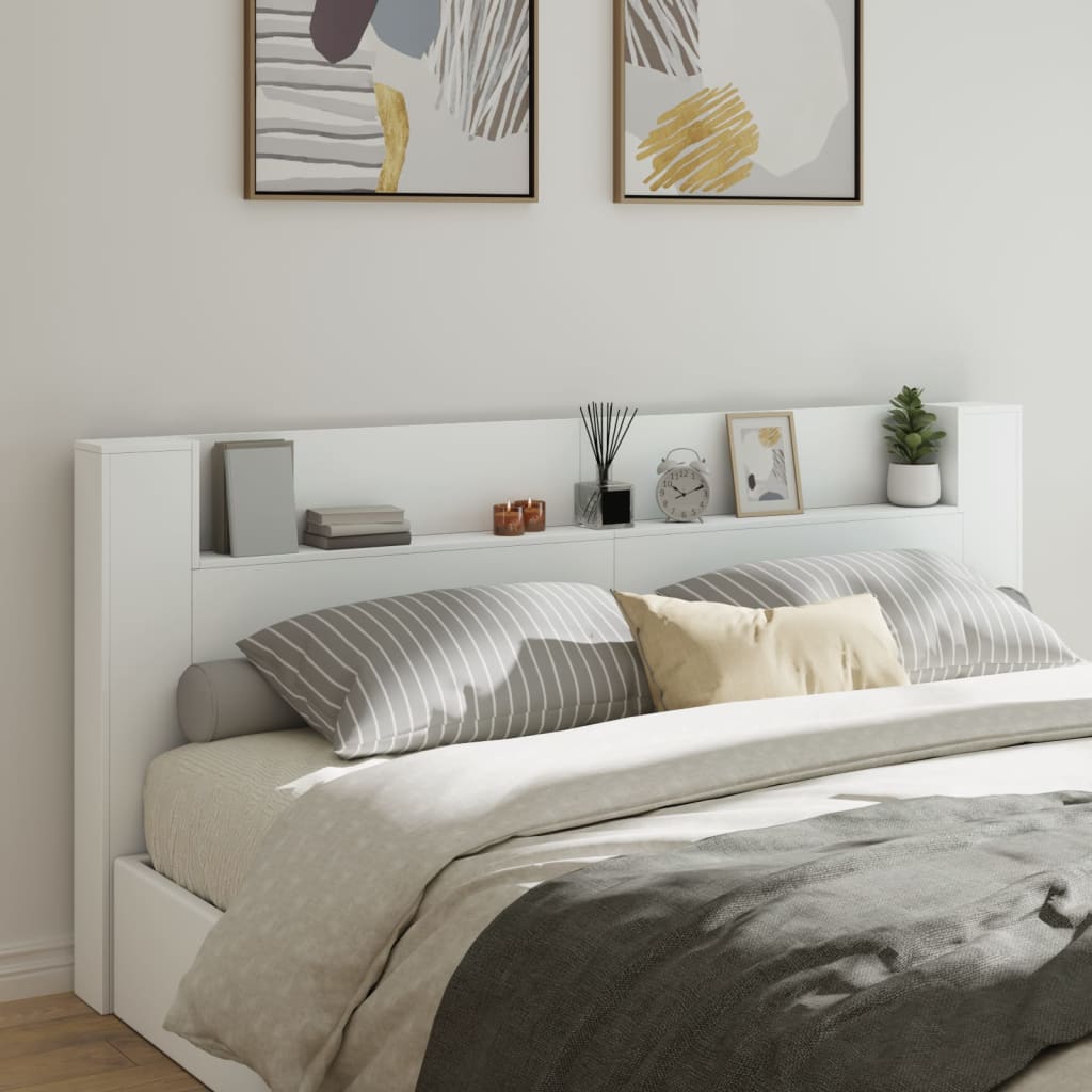 Čelo Postele S Úložným Prostorem A Led Bílé 220X16,5X103,5 Cm
