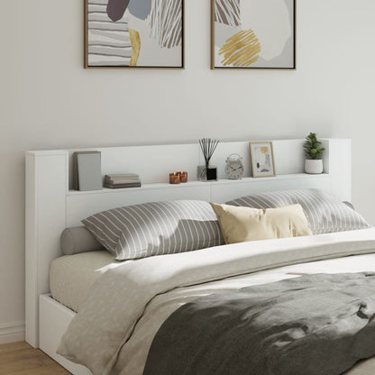 Čelo Postele S Úložným Prostorem A Led Bílé 220X16,5X103,5 Cm