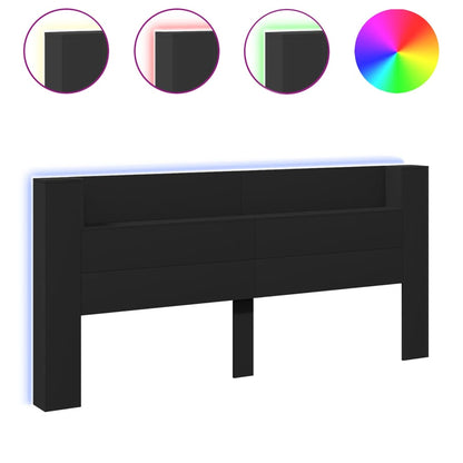 Čelo Postele S Úložným Prostorem A Led Černé 220X16,5X103,5 Cm