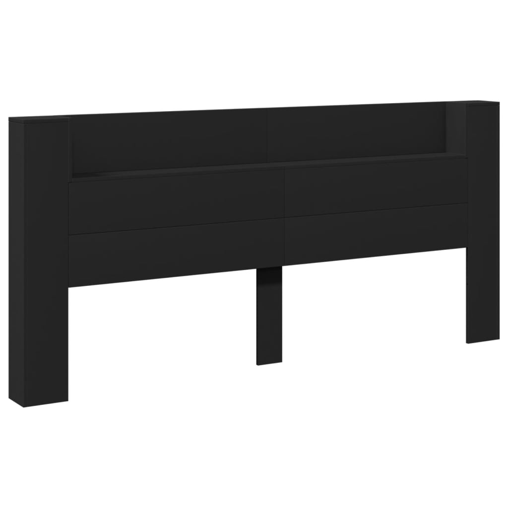 Čelo Postele S Úložným Prostorem A Led Černé 220X16,5X103,5 Cm