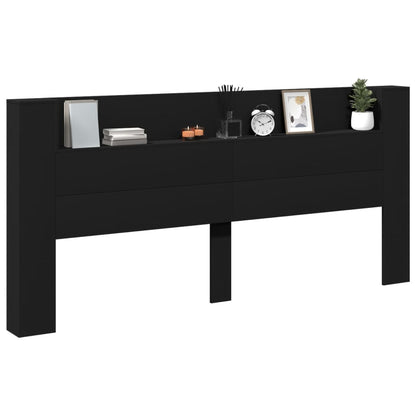 Čelo Postele S Úložným Prostorem A Led Černé 220X16,5X103,5 Cm