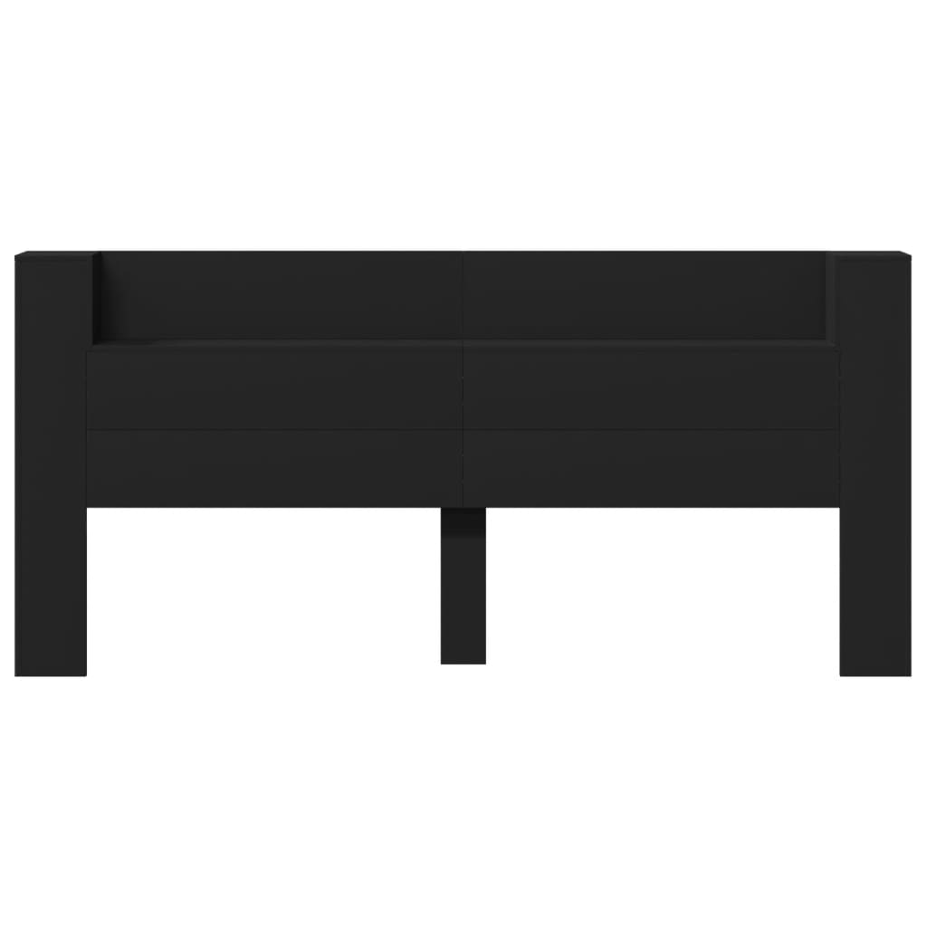 Čelo Postele S Úložným Prostorem A Led Černé 220X16,5X103,5 Cm