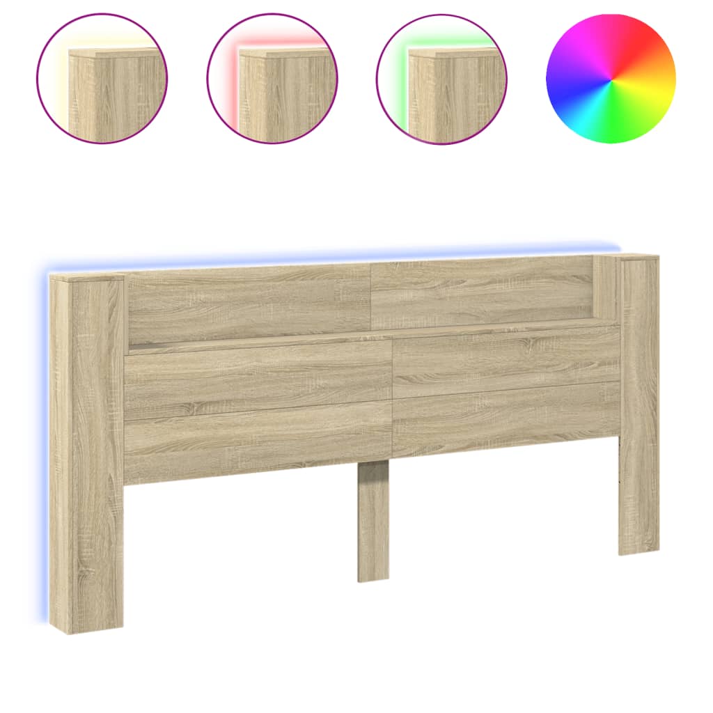 Čelo Postele Úložný Prostor A Led Dub Sonoma 220X16,5X103,5 Cm