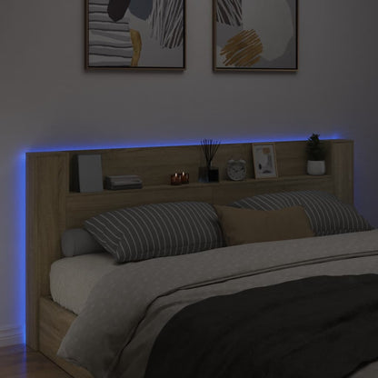 Čelo Postele Úložný Prostor A Led Dub Sonoma 220X16,5X103,5 Cm