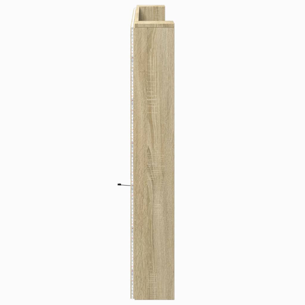 Čelo Postele Úložný Prostor A Led Dub Sonoma 220X16,5X103,5 Cm
