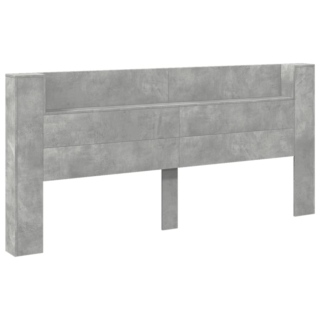 Čelo Postele Úložný Prostor Led Betonově Šedé 220X16,5X103,5 Cm
