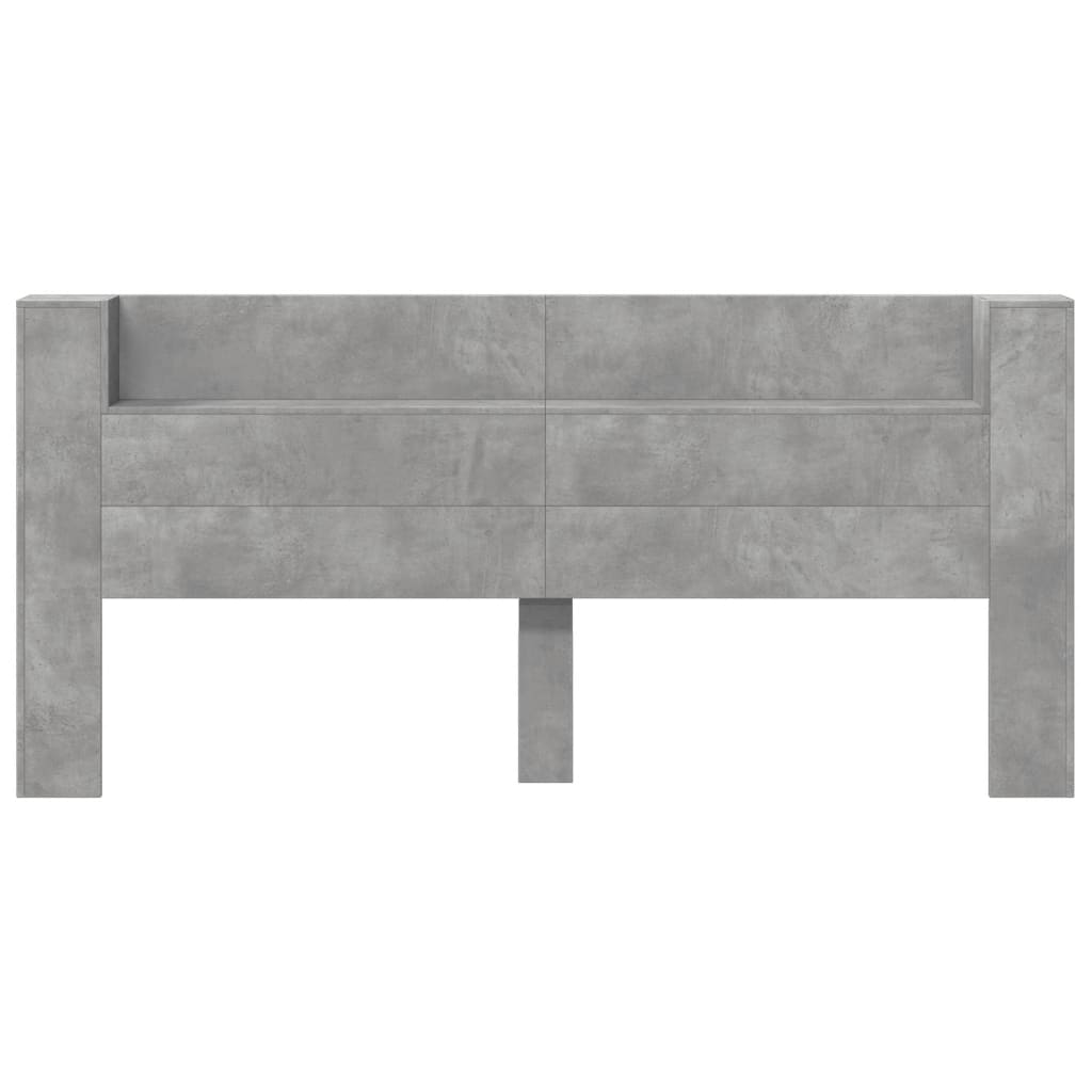 Čelo Postele Úložný Prostor Led Betonově Šedé 220X16,5X103,5 Cm