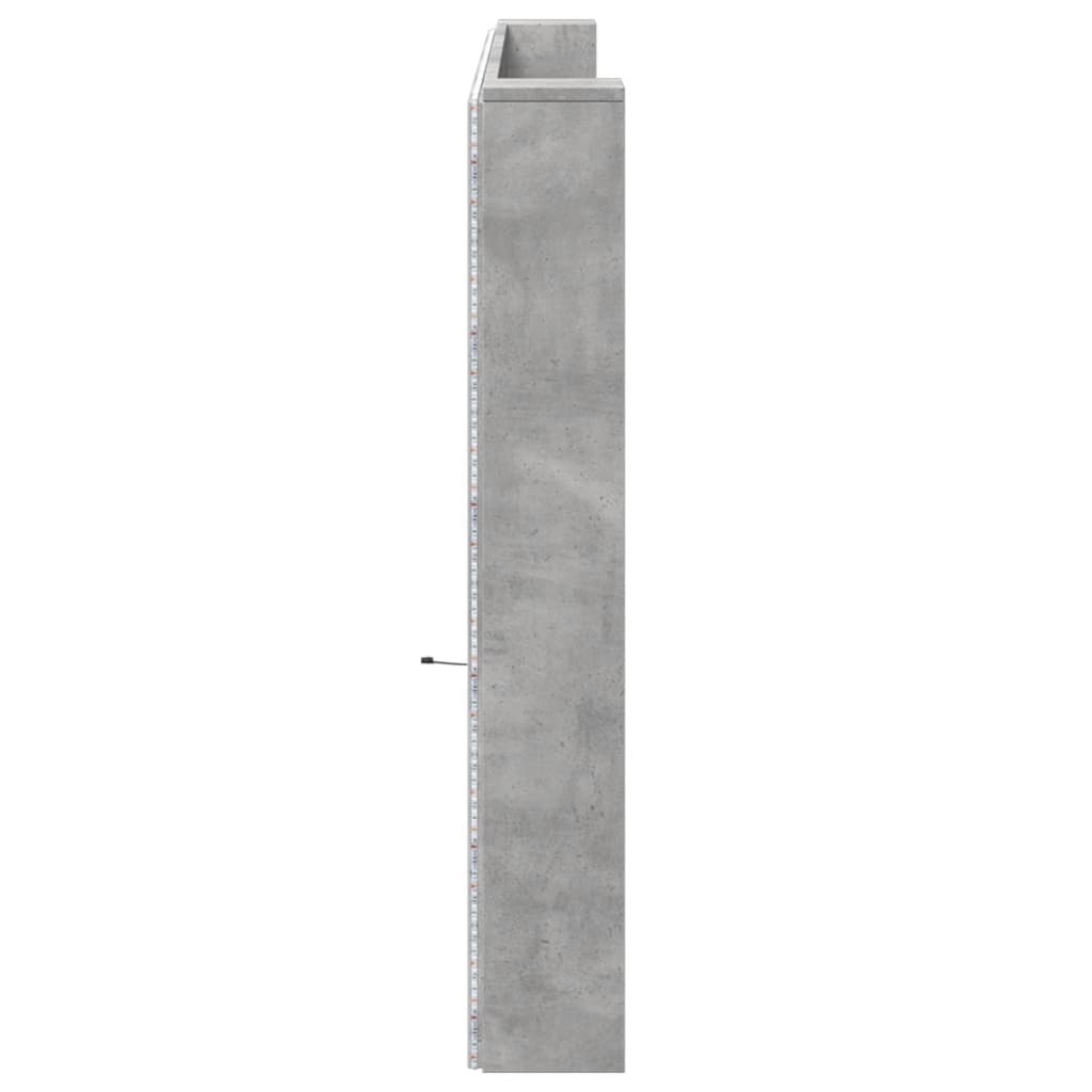 Čelo Postele Úložný Prostor Led Betonově Šedé 220X16,5X103,5 Cm