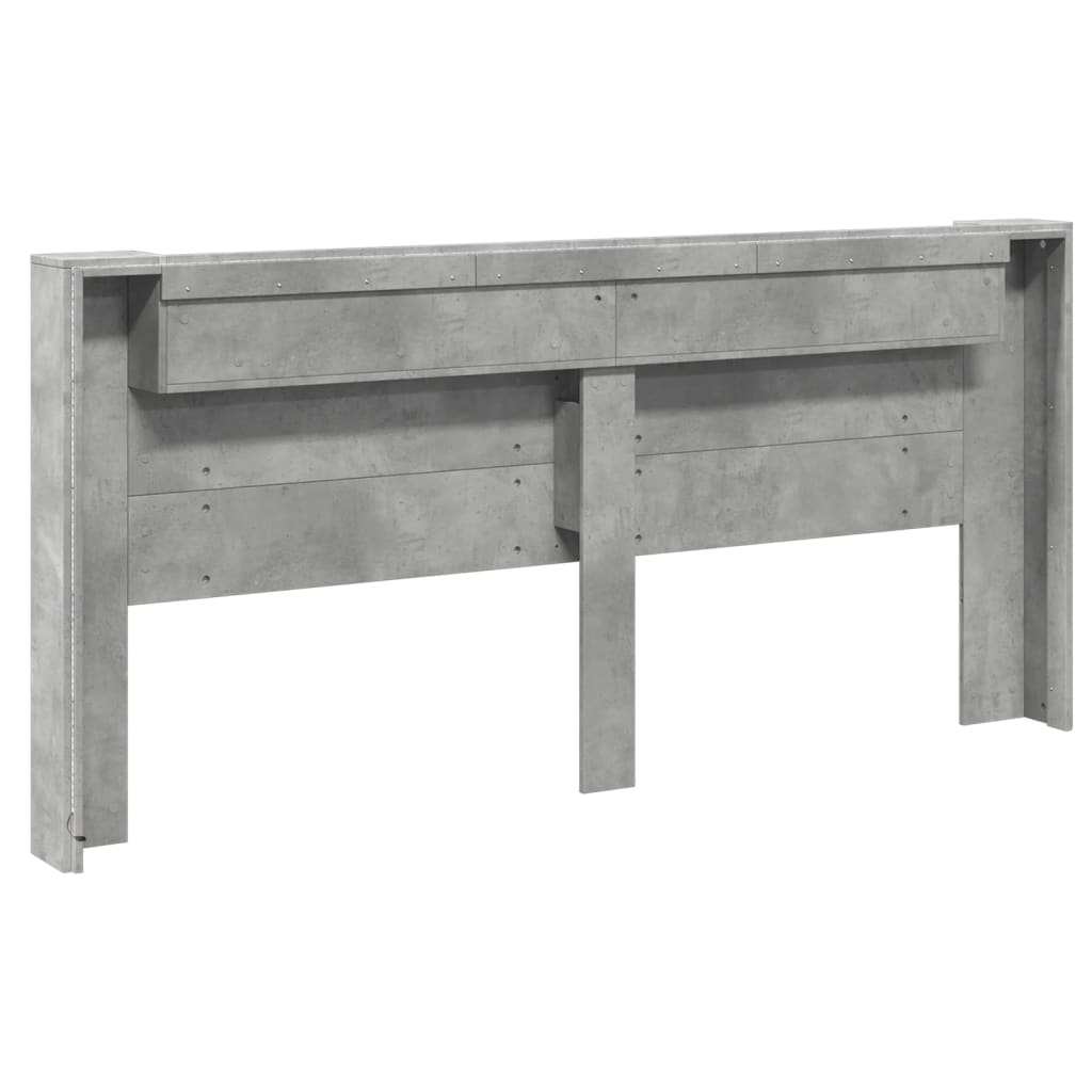 Čelo Postele Úložný Prostor Led Betonově Šedé 220X16,5X103,5 Cm