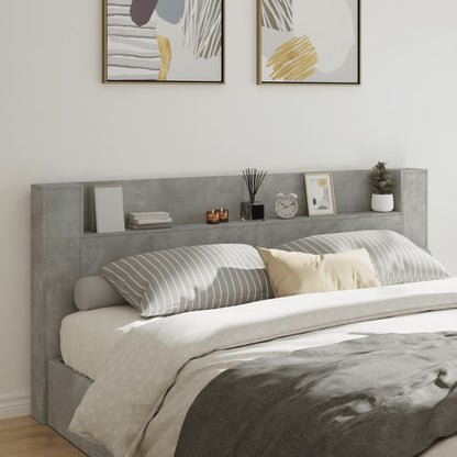 Čelo Postele Úložný Prostor Led Betonově Šedé 220X16,5X103,5 Cm