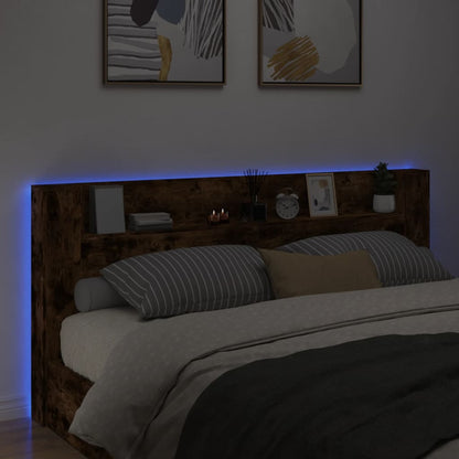 Čelo Postele Úložný Prostor A Led Kouřový Dub 220X16,5X103,5 Cm