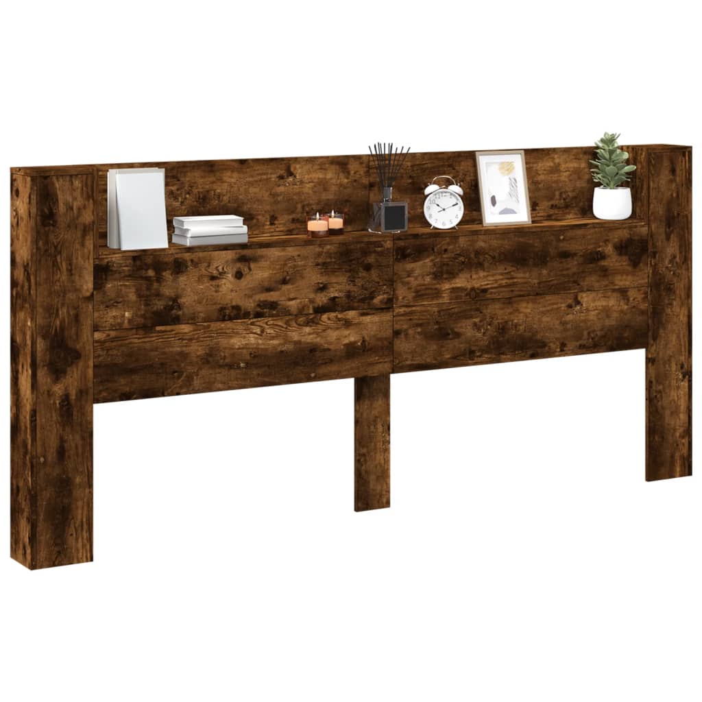 Čelo Postele Úložný Prostor A Led Kouřový Dub 220X16,5X103,5 Cm