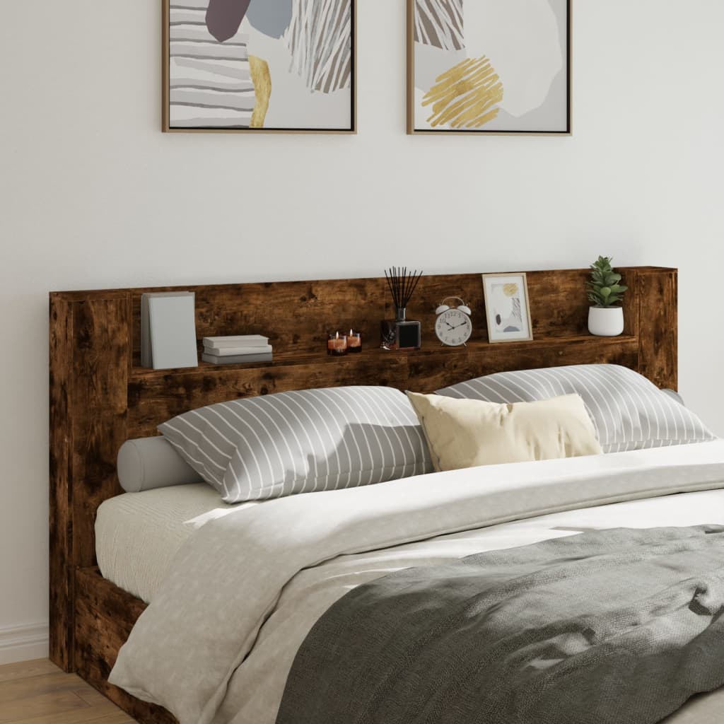 Čelo Postele Úložný Prostor A Led Kouřový Dub 220X16,5X103,5 Cm