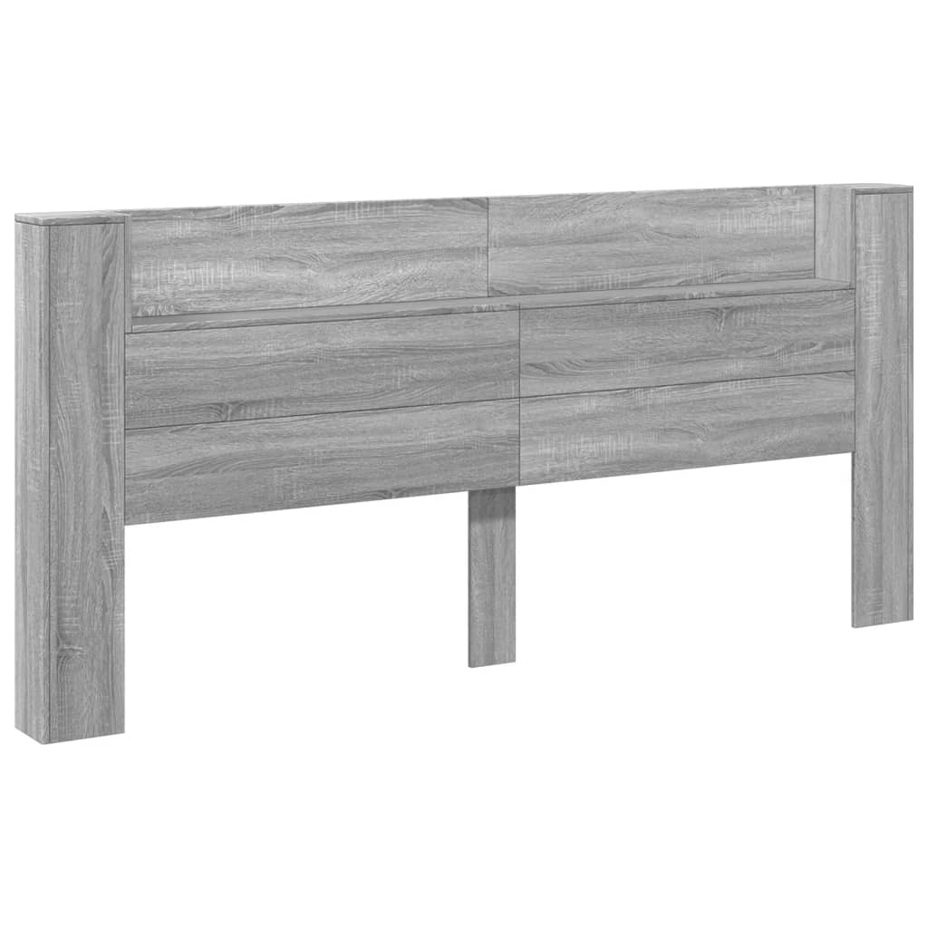 Čelo Postele Úložný Prostor A Led Šedé Sonoma 220X16,5X103,5 Cm