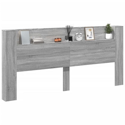 Čelo Postele Úložný Prostor A Led Šedé Sonoma 220X16,5X103,5 Cm