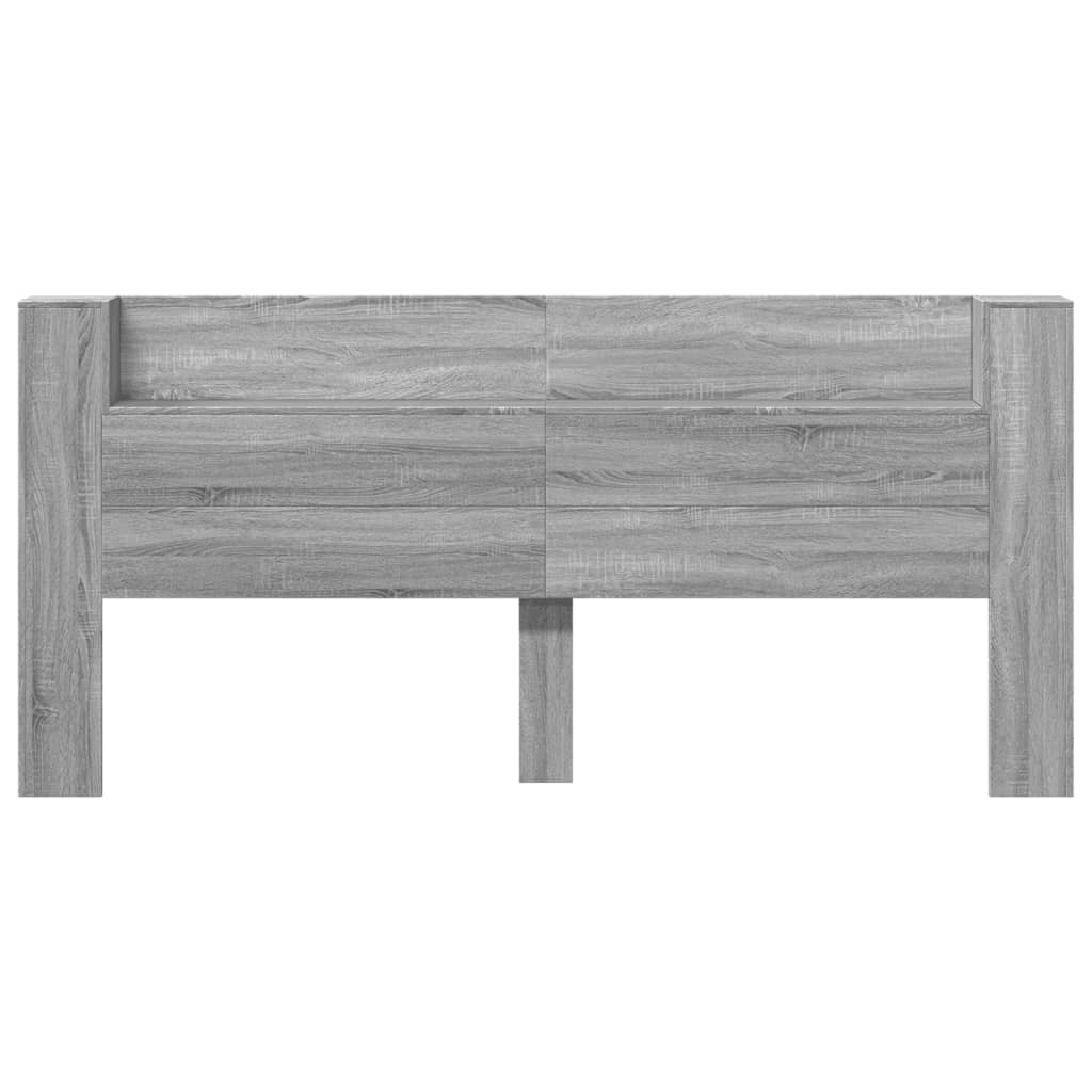 Čelo Postele Úložný Prostor A Led Šedé Sonoma 220X16,5X103,5 Cm