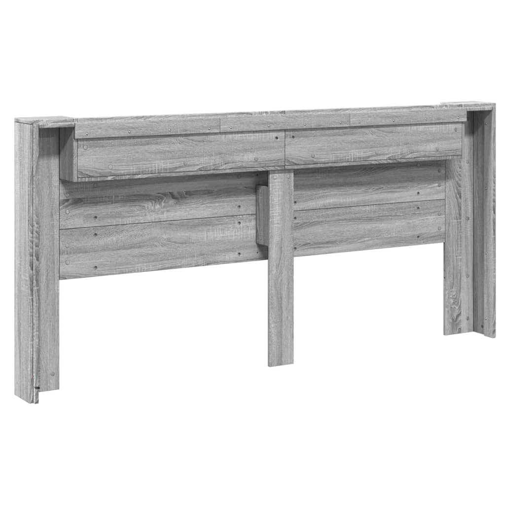 Čelo Postele Úložný Prostor A Led Šedé Sonoma 220X16,5X103,5 Cm