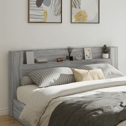 Čelo Postele Úložný Prostor A Led Šedé Sonoma 220X16,5X103,5 Cm