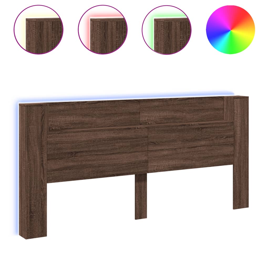 Čelo Postele Úložný Prostor A Led Hnědý Dub 220X16,5X103,5 Cm