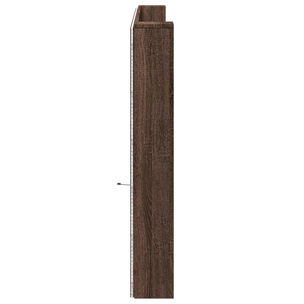 Čelo Postele Úložný Prostor A Led Hnědý Dub 220X16,5X103,5 Cm