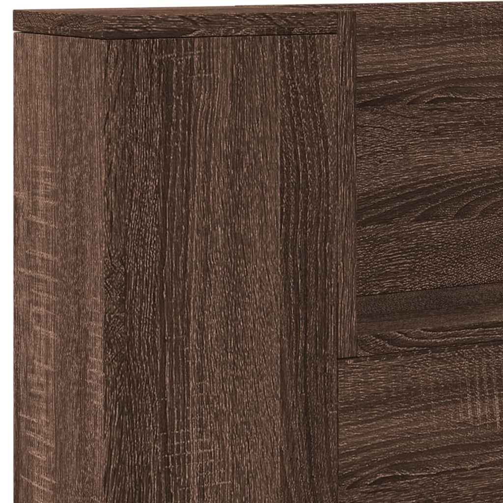 Čelo Postele Úložný Prostor A Led Hnědý Dub 220X16,5X103,5 Cm