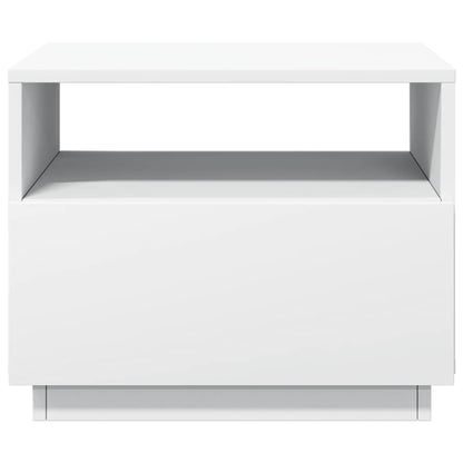 Konferenční Stolek S Led Osvětlením Bílý 50 X 49 X 40 Cm