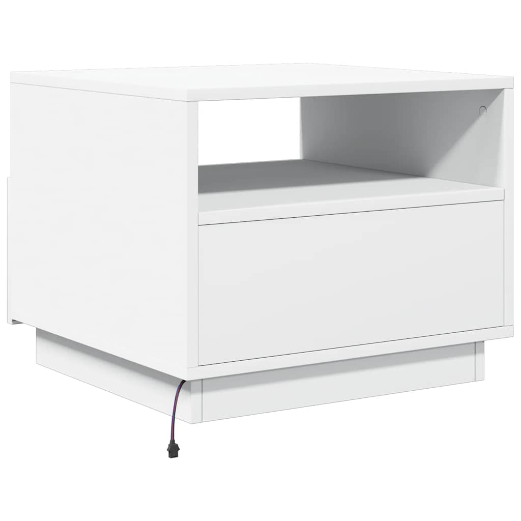 Konferenční Stolek S Led Osvětlením Bílý 50 X 49 X 40 Cm