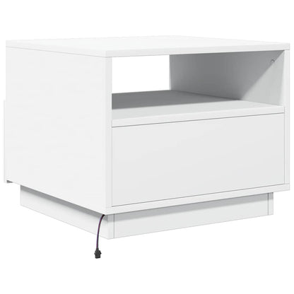 Konferenční Stolek S Led Osvětlením Bílý 50 X 49 X 40 Cm